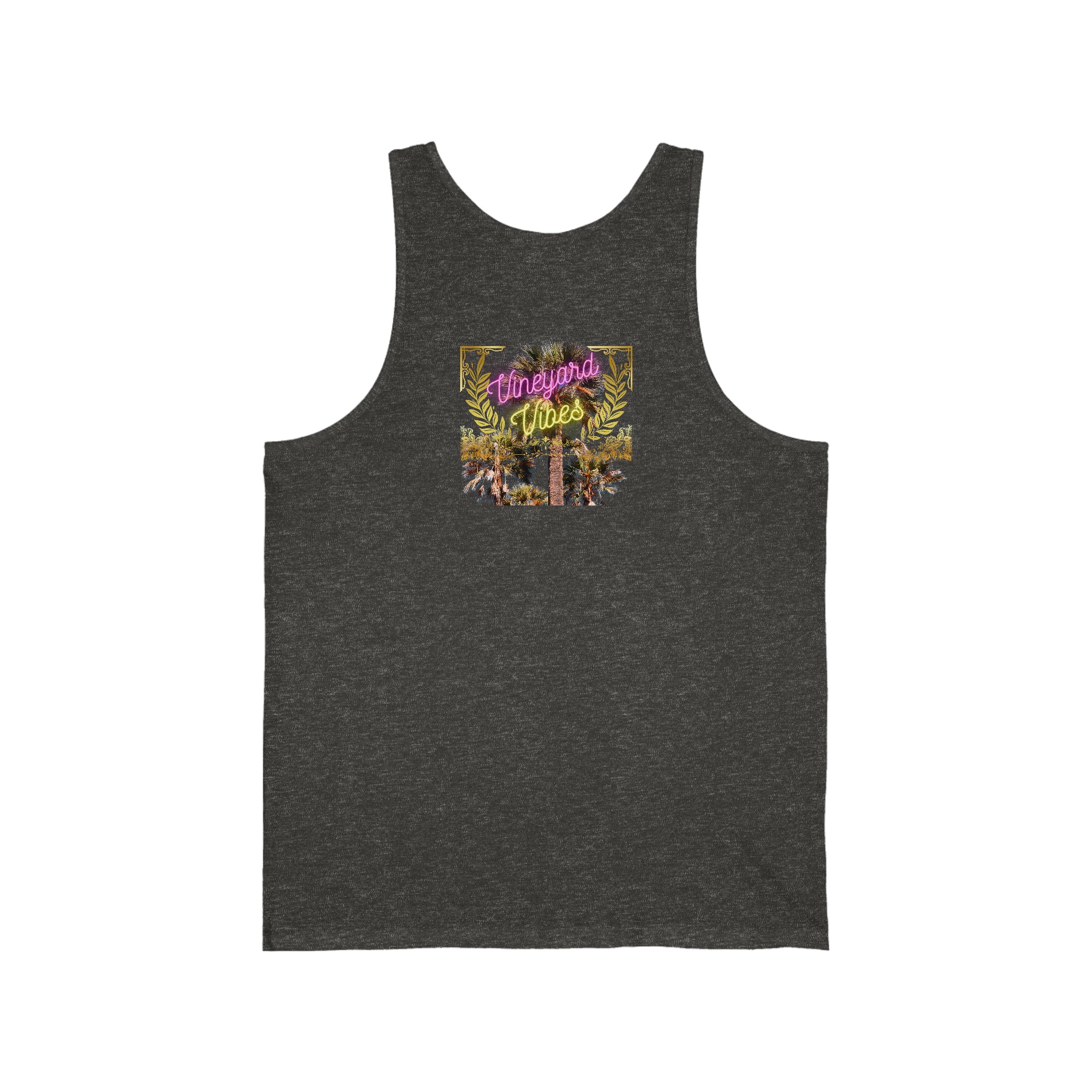 Vineyard Vibes Pink Palm Tree Silhouette - Jersey Tank
